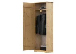 OTTO home Garderobenschrank »Lille Mehrzweckschrank Breite/Höhe: 67/187 cm« aus massiver Kiefer, mit schöner Lilien-Fräsung, Jugendstil-Griffe