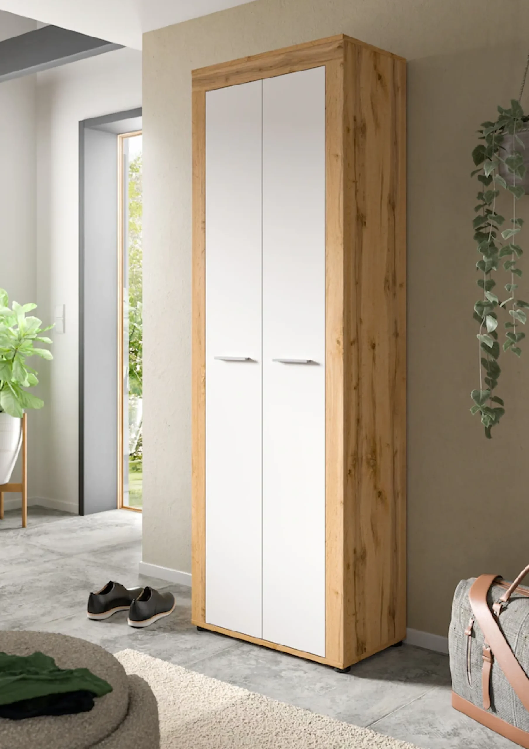 OTTO home Garderobenschrank »AOSTA, Höhe 191cm, 2 Türen, 1 Boden, 1 Kleiderstange« in verschiedenen Farbausführungen erhältlich, individuell kombinierbar, 1 Stk. tlg. Flurschrank, Kleiderschrank, Hochschrank, Garderobe, Flur, Schrank