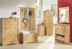 OTTO home Garderobenschrank »Rustic« aus massiver Kiefer, Breite 71 cm, Kassettenoptik