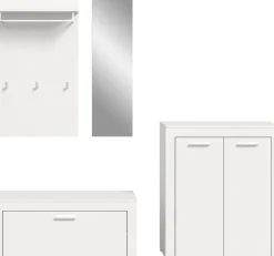 OTTO home Garderoben-Set »AOSTA, Breite 200cm, 4-teilige Garderobenkombination« Set, bestehend aus: Sitzbank, Paneel, Spiegel & Kommode, 4 Stk. tlg.