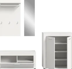 OTTO home Garderoben-Set »AOSTA, Breite 200cm, 4-teilige Garderobenkombination« Set, bestehend aus: Sitzbank, Paneel, Spiegel & Kommode, 4 Stk. tlg.