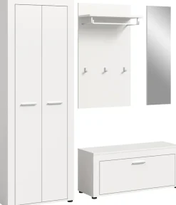 OTTO home Garderoben-Set »AOSTA, Breite 184cm, 4-teilige Garderobenkombination« Set, bestehend aus: Garderobenschrank, Sitzbank, Garderobenpaneel & Spiegel, 4 Stk. tlg.