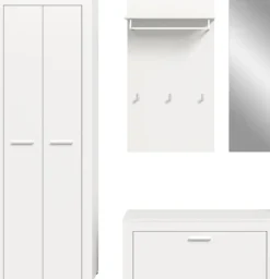 OTTO home Garderoben-Set »AOSTA, Breite 184cm, 4-teilige Garderobenkombination« Set, bestehend aus: Garderobenschrank, Sitzbank, Garderobenpaneel & Spiegel, 4 Stk. tlg.