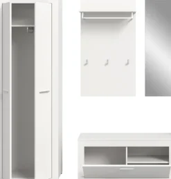 OTTO home Garderoben-Set »AOSTA, Breite 184cm, 4-teilige Garderobenkombination« Set, bestehend aus: Garderobenschrank, Sitzbank, Garderobenpaneel & Spiegel, 4 Stk. tlg.