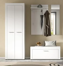 OTTO home Garderoben-Set »AOSTA, Breite 184cm, 4-teilige Garderobenkombination« Set, bestehend aus: Garderobenschrank, Sitzbank, Garderobenpaneel & Spiegel, 4 Stk. tlg.