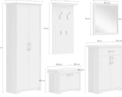 OTTO home Garderoben-Set »Evergreen« Set, Garderobenschrank,Schuhschrank,Schuhbank, Garderobenpaneel,Wandspiegel, 5 Stk. tlg.