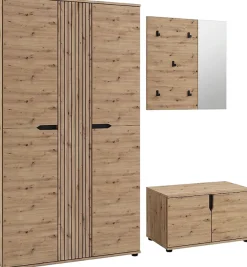OTTO home Garderoben-Set »FJELL, 3-teilig, Breite 199cm, Front mit hochwertiger Längsfräsung«