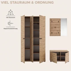 OTTO home Garderoben-Set »FJELL, 3-teilig, Breite 199cm, Front mit hochwertiger Längsfräsung«