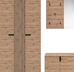 OTTO home Garderoben-Set »FJELL, 3-teilig, Breite 199cm, Front mit hochwertiger Längsfräsung«