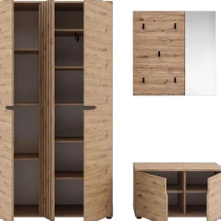 OTTO home Garderoben-Set »FJELL, 3-teilig, Breite 199cm, Front mit hochwertiger Längsfräsung«