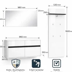 OTTO home Garderoben-Set »Locco Flurmöbel, Dielenmöbel, Flurschrank, Flurgarderobe B: ca 150 cm« 3 Stk. tlg.