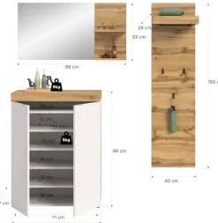 OTTO home Garderoben-Set »MAMBO II, 3-teilig, hängend oder stehend montierbar« 3 Stk. tlg.