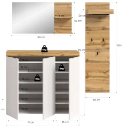 OTTO home Garderoben-Set »MAMBO II, 3-teilig, hängend oder stehend montierbar« 3 Stk. tlg.