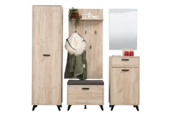 OTTO home Garderoben-Set »Umbria, Flurmöbel, Dielenmöbel, Breite 175 cm, in Grau Eiche« Komplett-Set, 5-st, 5 Stk. tlg.