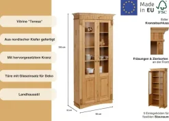OTTO home Glasvitrine »Teresa« Maße (B/T/H): ca. 90/32/193 cm,mit 2 Glastüren, Höhe 193 cm, aus massiver Kiefer, FSC®