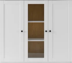 OTTO home Highboard »Brest, Schrank im Landhausstil, Sideboard, zeitloses Stauraumelement« schwarze Metallgriffe, ausreichend Stauraum, Glastür, 139 cm breit