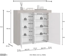OTTO home Highboard »CHRONOS Breite 140 cm mit 4 Türen und 8 Fächer 'Made in Italy'« 1 Stk. tlg. Hohes Sideboard, Kommode, Schrank, Grifflos mit Push to Open