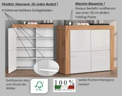 OTTO home Highboard »CHRONOS Breite 140 cm mit 4 Türen und 8 Fächer 'Made in Italy'« 1 Stk. tlg. Hohes Sideboard, Kommode, Schrank, Grifflos mit Push to Open
