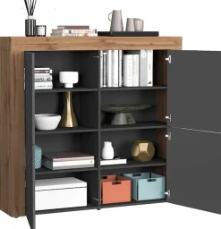 OTTO home Highboard »CHRONOS Breite 140 cm mit 4 Türen und 8 Fächer 'Made in Italy'« 1 Stk. tlg. Hohes Sideboard, Kommode, Schrank, Grifflos mit Push to Open