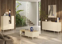 OTTO home Highboard »Dobbiaco, B/H 101/124 cm, 2 Türen, 2 Schubkästen, Stauraumschrank« Innenliegendes Top, gerade Metallfüße, Tür mit Rundung