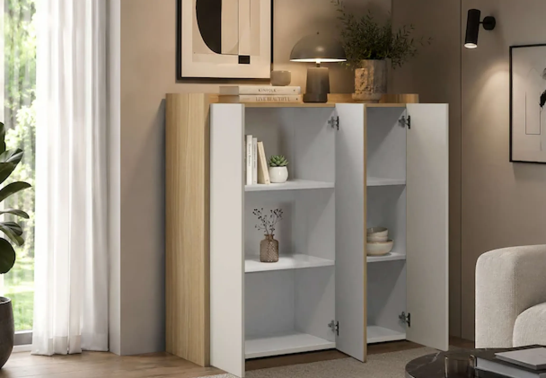 OTTO home Highboard »Highboard ALTEA, Kommode, Schrank, Kredenz« 1 Stk. tlg. Mit 3 Drehtüren, 6 Innenfächern, B.112,5 cm
