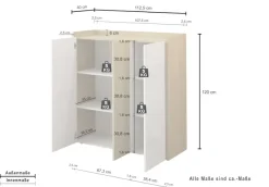 OTTO home Highboard »Highboard ALTEA, Kommode, Schrank, Kredenz« 1 Stk. tlg. Mit 3 Drehtüren, 6 Innenfächern, B.112,5 cm