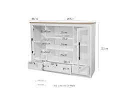 OTTO home Highboard »Ismund« aus MDF, mit Holz-Zierleiste, schwarzen Metallgriffen, Höhe 121 cm