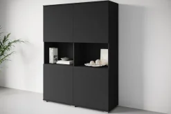 OTTO home Highboard »Kenia Schrank, 120 cm breit, mit 4 Türen und 2 offenen Fächern« 1 Stk. tlg. Griffloses Design mit Push-to-Open und verstellbaren Einlegeböden