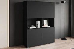 OTTO home Highboard »Kenia Schrank, 120 cm breit, mit 4 Türen und 2 offenen Fächern« 1 Stk. tlg. Griffloses Design mit Push-to-Open und verstellbaren Einlegeböden
