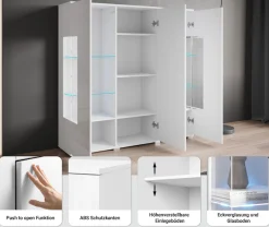 OTTO home Highboard »Kenia« 1 Stk. tlg. Modernes Highboard, mit Glastüren, Breite 135 cm