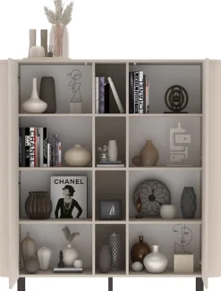 OTTO home Highboard »Lido Stauraumschrank Höhe 154 cm« Formgebogenes MDF, Stirnseiten mit Rundung, Push-to-open, Metallfüße