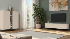 OTTO home Highboard »Lido Stauraumschrank Höhe 154 cm« Formgebogenes MDF, Stirnseiten mit Rundung, Push-to-open, Metallfüße