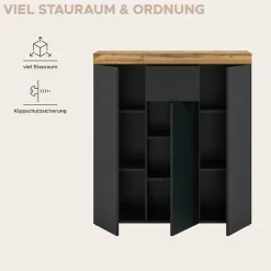 OTTO home Highboard »MAMBO, TOPSELLER!, Breite 105cm, 3 Türen, 1 Schubkasten, 9 Fächer« 1 Stk. tlg. Kommode, Sideboard, Wohnzimmer, Schlafzimmer