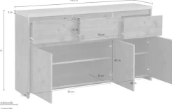 OTTO home Highboard »Maribo« Kommode im modernen Landhaus-Stil, mit Betontopplatte, Breite 140 cm