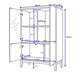 OTTO home Highboard »Maryd« Kommode, Midischrank, m. Glas- u. Holztüren, Einlegeböden, Breite 80cm