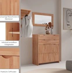 OTTO home Highboard »Maximus: 3 geräumige Fächer, 2 Softclose Schubladen,Hochwertig,Zeitlos« B/T/H: 96/38/107cm, Massivzholz Fronten&Oberdeckel, Korpus aus Melamin