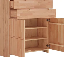 OTTO home Highboard »Maximus: 3 geräumige Fächer, 2 Softclose Schubladen,Hochwertig,Zeitlos« B/T/H: 96/38/107cm, Massivzholz Fronten&Oberdeckel, Korpus aus Melamin