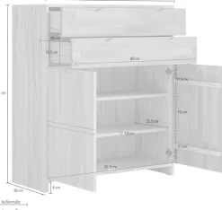 OTTO home Highboard »Maximus: 3 geräumige Fächer, 2 Softclose Schubladen,Hochwertig,Zeitlos« B/T/H: 96/38/107cm, Massivzholz Fronten&Oberdeckel, Korpus aus Melamin