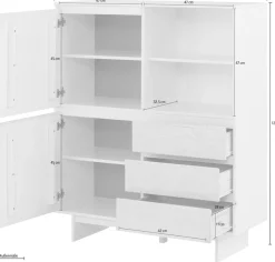 OTTO home Highboard »Morgan Midischrank« Kommode aus massivem Kiefernholz, eingefräste Griffmulden, Höhe 120 cm