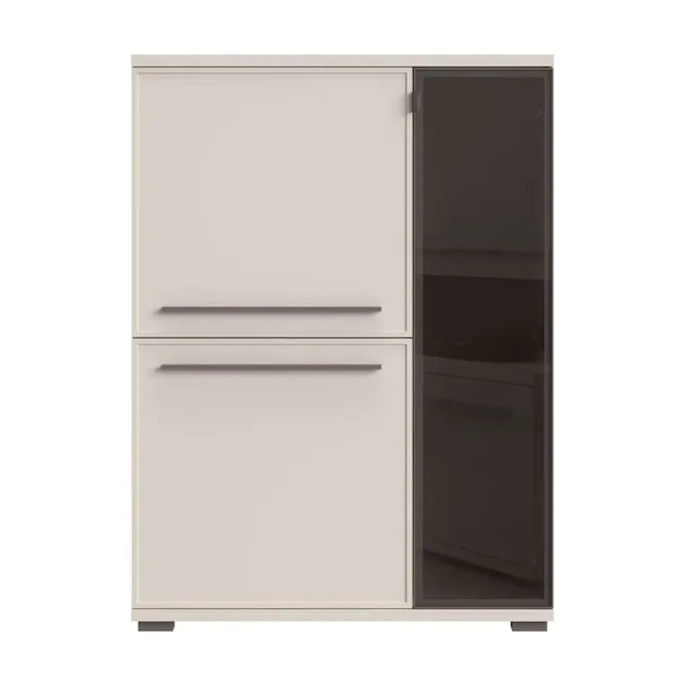 OTTO home Highboard »Opera Sideboard, Kommode, Glastür mit Aluminiumrahmen« UV lackiert, Soft Close Funktion, Höhenverstellbare Füße