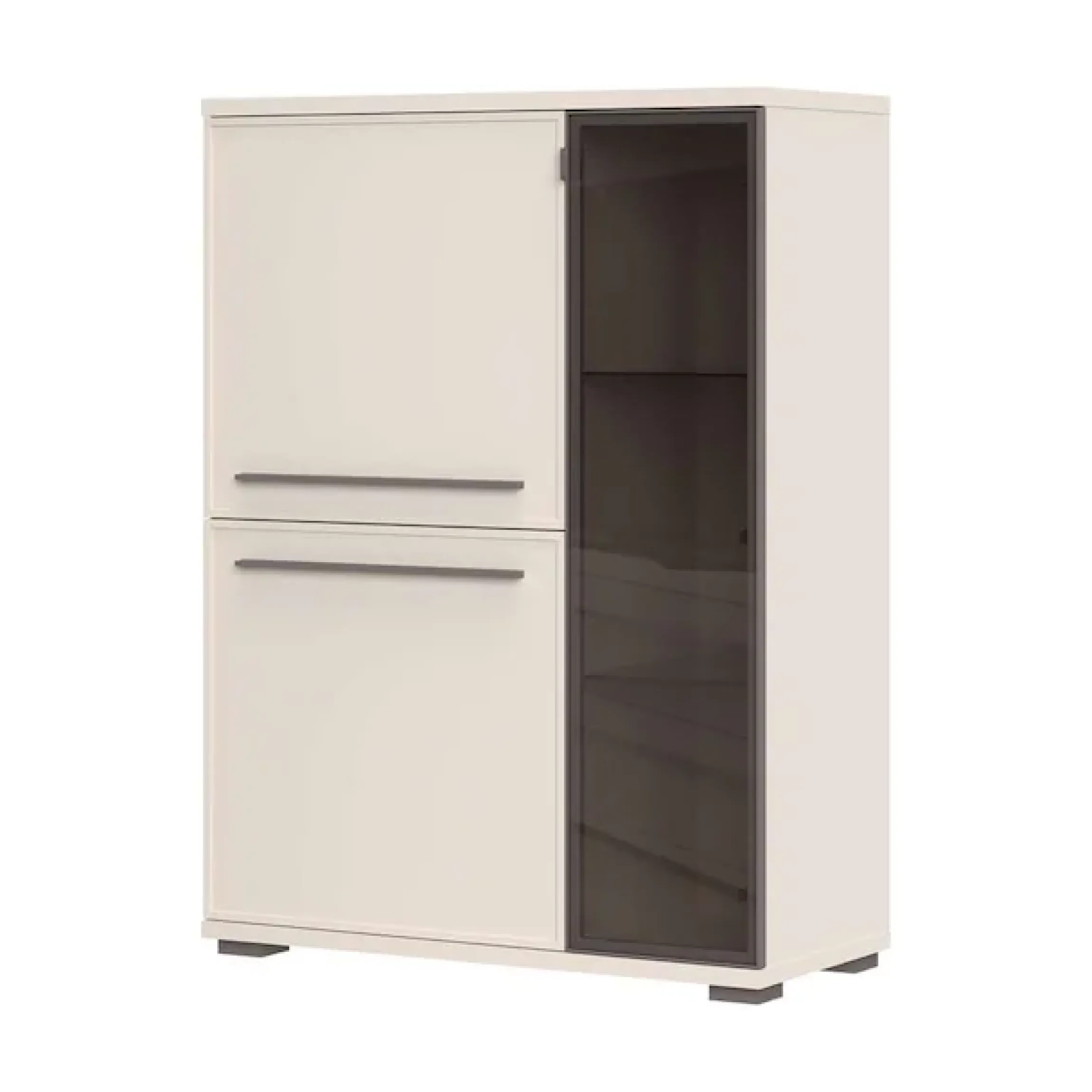 OTTO home Highboard »Opera Sideboard, Kommode, Glastür mit Aluminiumrahmen« UV lackiert, Soft Close Funktion, Höhenverstellbare Füße