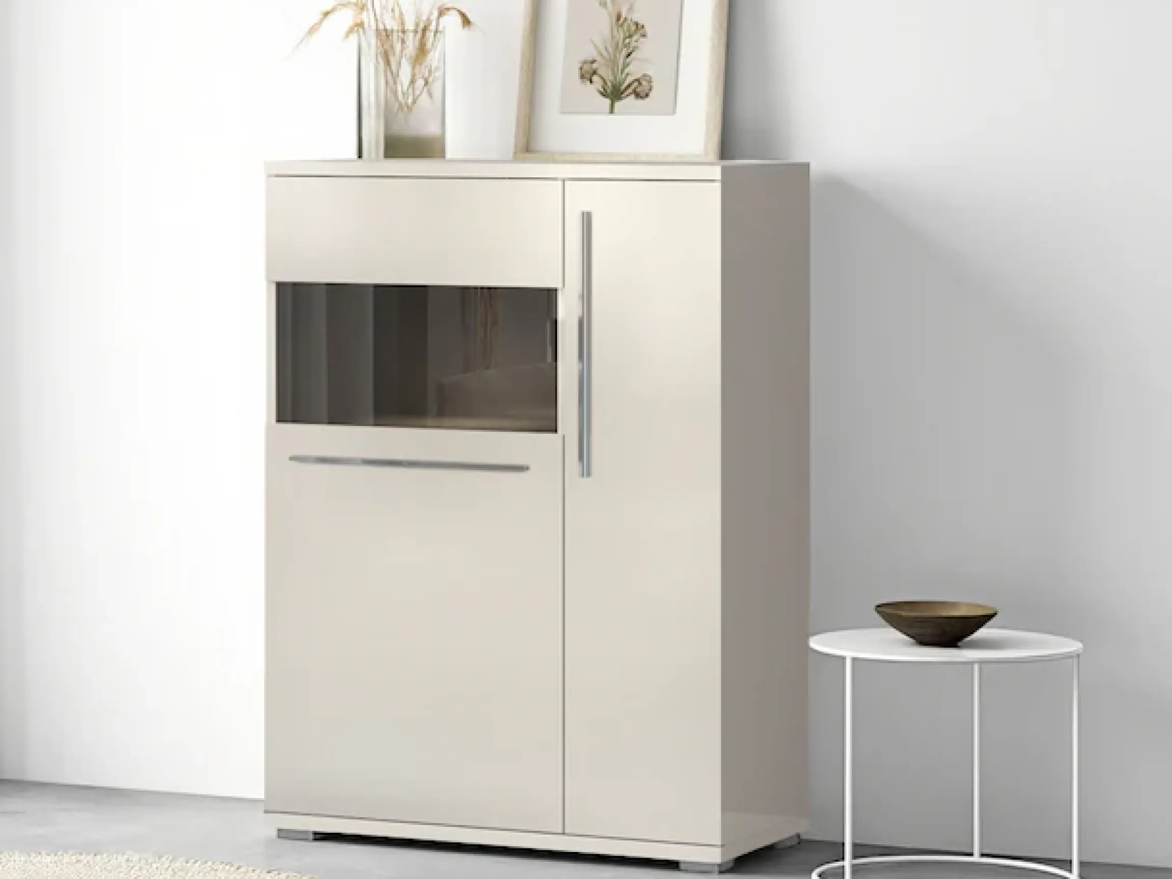 OTTO home Highboard »Piano Vitrine« (H/B/T): 123/90/40,2cm,UV lackiert, Soft-Close Funktion