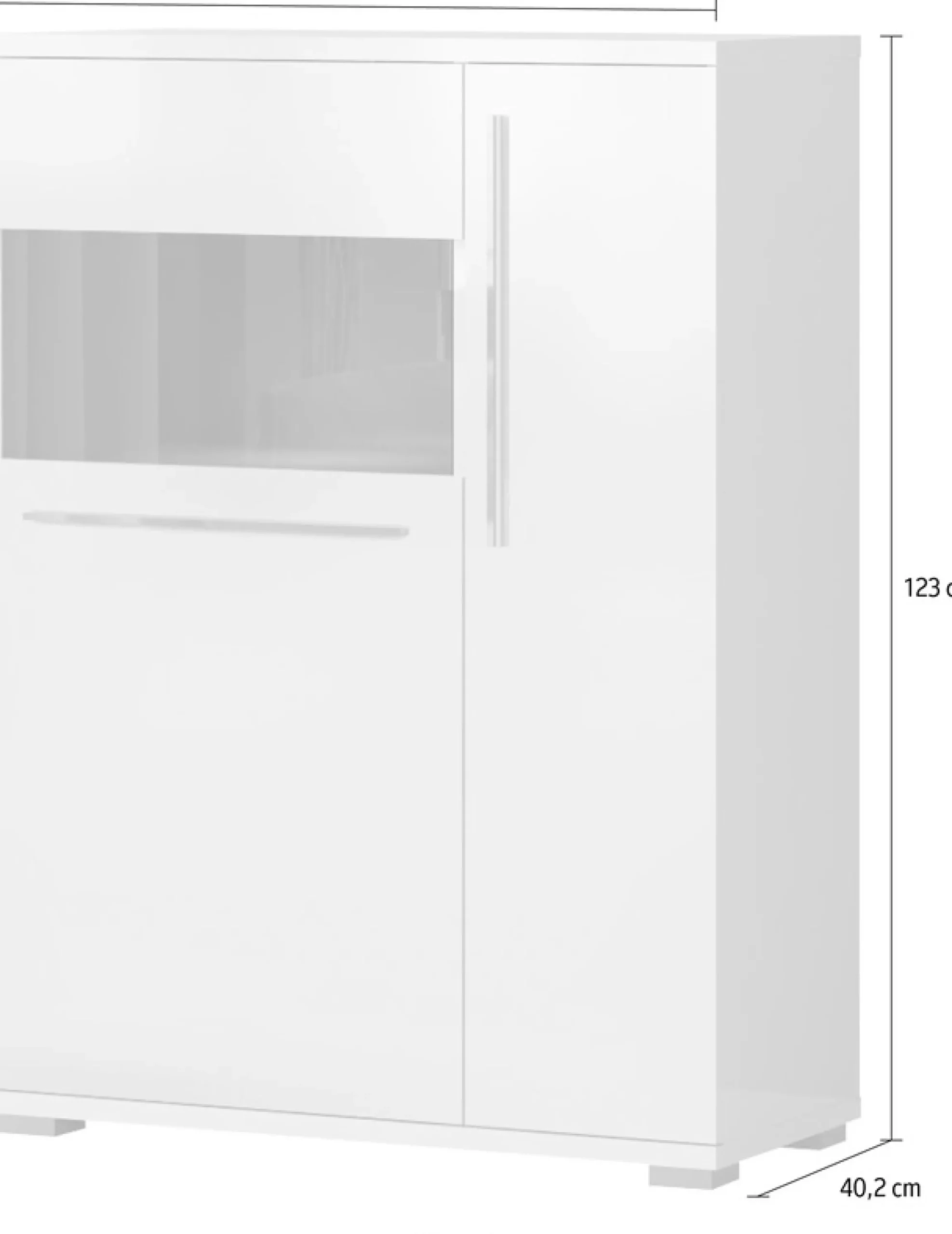 OTTO home Highboard »Piano Vitrine« (H/B/T): 123/90/40,2cm,UV lackiert, Soft-Close Funktion