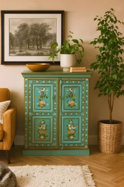 OTTO home Highboard »Prem« mit dekorativen Fräsungen, handbemalt, Unika-Möbel, Breite 87 cm