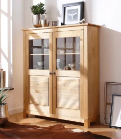 OTTO home Highboard »Rauna« Vitrine, Breite 111,6 cm, aus massiver Kiefer