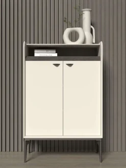 OTTO home Highboard »SofySideboard, Kommode, Anrichte, Schrank« UV lackiert, Soft Close Funktion, Metallgestell in Anthrazit Dekor