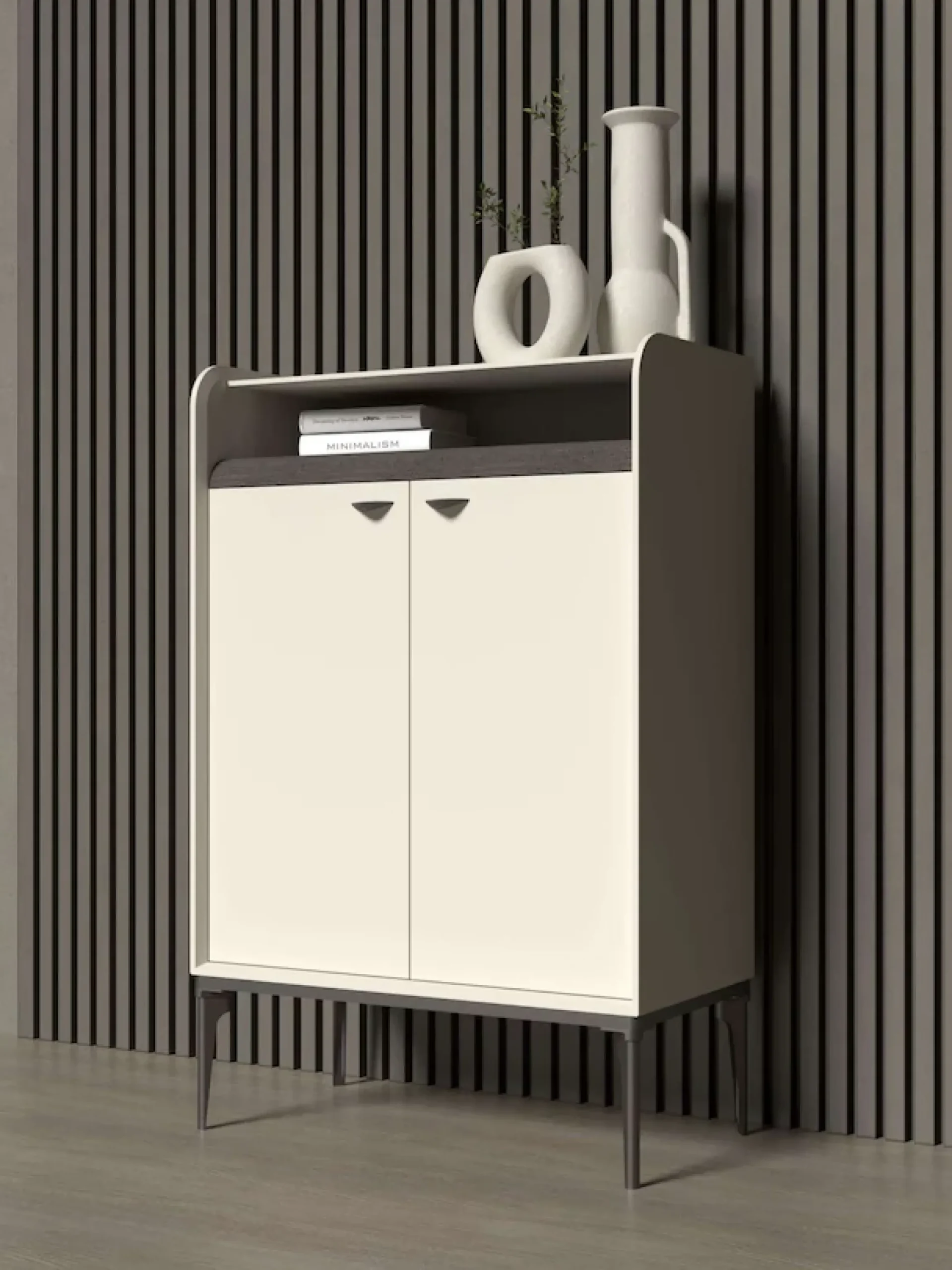 OTTO home Highboard »SofySideboard, Kommode, Anrichte, Schrank« UV lackiert, Soft Close Funktion, Metallgestell in Anthrazit Dekor