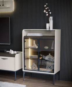 OTTO home Highboard »SofySideboard, Kommode, Anrichte, Schrank« UV lackiert, Soft Close Funktion, Metallgestell in Anthrazit Dekor