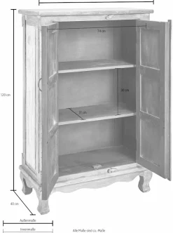 OTTO home Highboard Stauraumschrank, Höhe 120 cm, mit aufwendiger Schnitzerei