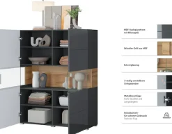 OTTO home Highboard »Toledo,Breite 121,5 cm, trendige Hochkommode mit 2 Türen« Hochschrank mit Glas-Partien,stylische Hochglanzfronten